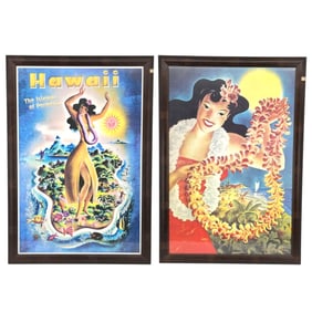 (Lot of 2) Reproduction Vintage Hawaiian Advertisement Travel Posters