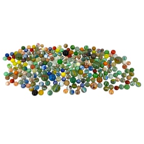 (Lot of 100) Vintage handmade & Machine-made glass or mochaware Aarbles