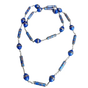 Chinese Export Enamel, Silver Necklace