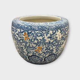 Japanese Blue and White Hibachi, 20th Century