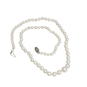 Graduated Cultured Pearl, 14k White Gold Necklace
