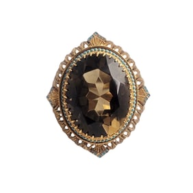 Citrine, Enamel, 14k Yellow Gold Ring