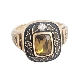 Diamond, Citrine, 14k Company Service Ring
