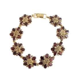 Garnet, Marcasite, Vermeil Bracelet