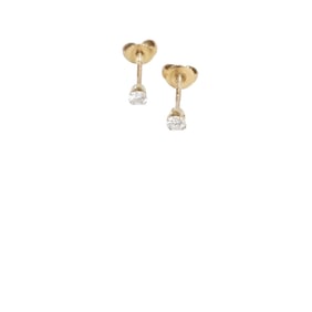 Pair of Diamond, 14k Yellow Gold Earrings