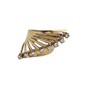 Modernist Diamond, 14k Yellow Gold Ring