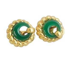 Pair of Tiffany & Co. Chalcedony, 18k Ear Clips