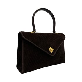 Bally Brown Suede Leather Quilted Handbag