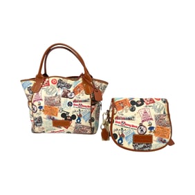 (Lot of 2) Dooney and Burke Leather and Vinyl Vintage Disney Themed Luggage