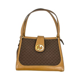 Vintage Gucci Canvas and Leather GG Shoulder Bag