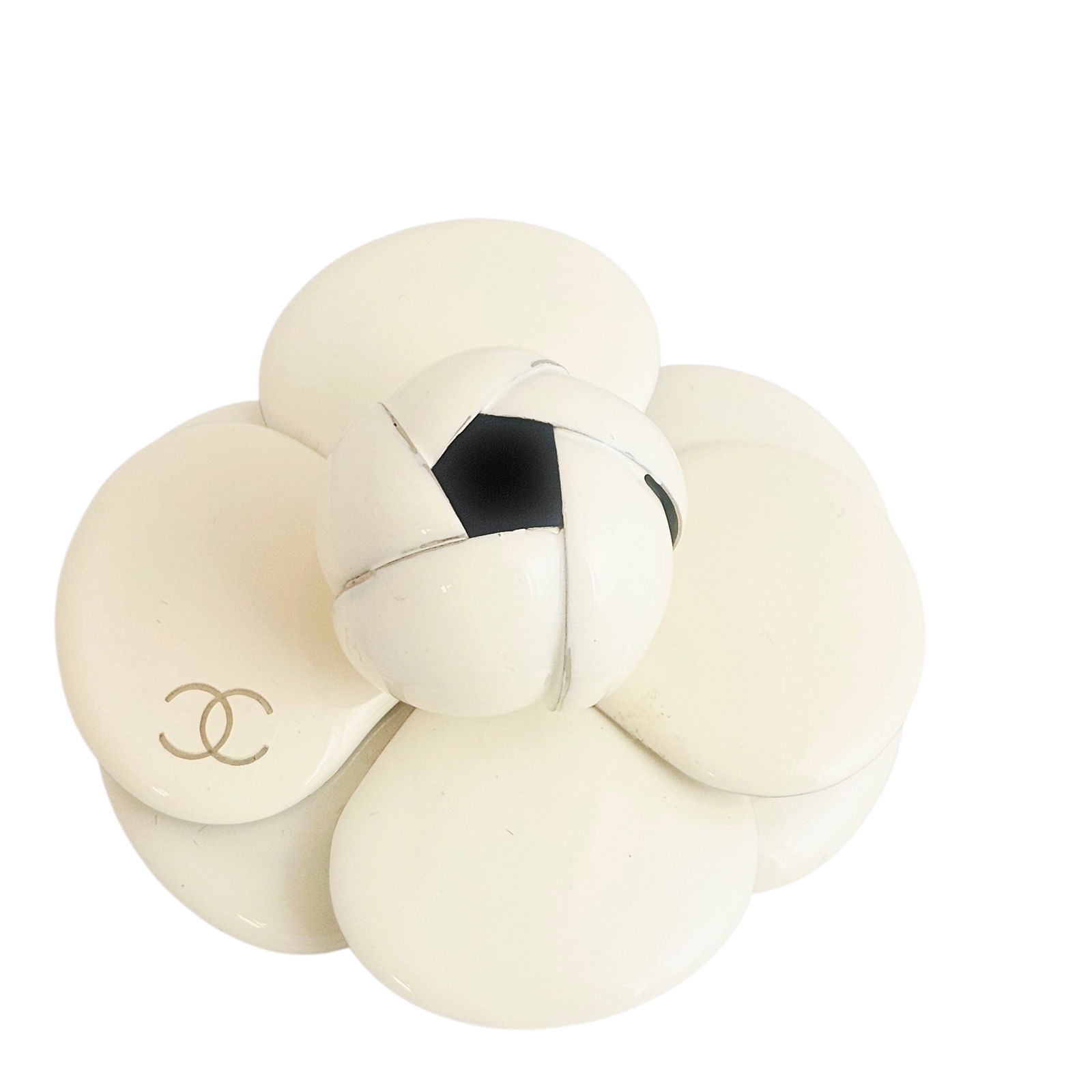 Chanel Enamel, Gold-Tone Camelia Brooch (1 of 4)