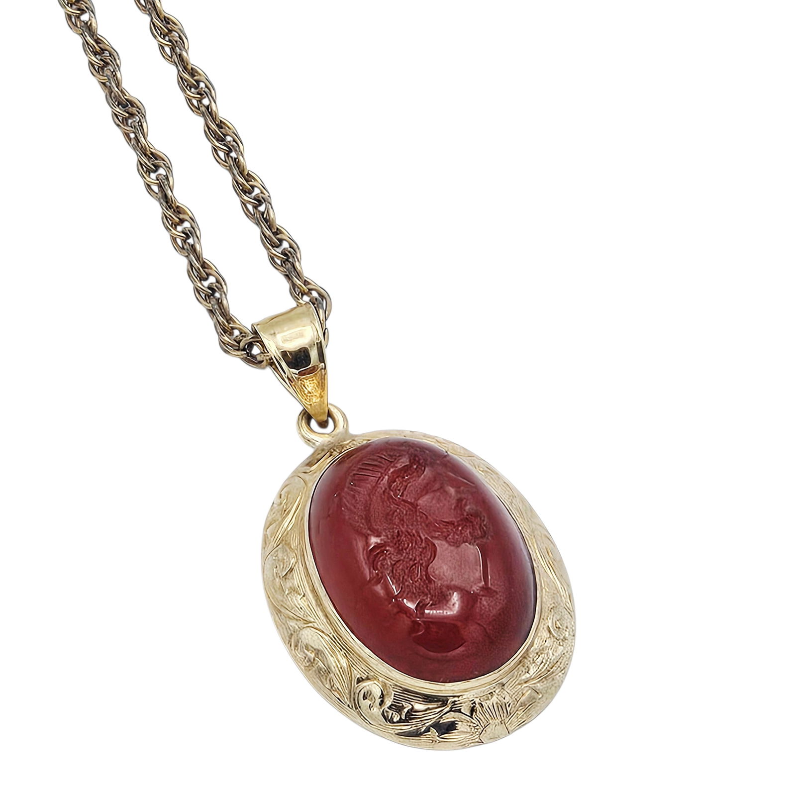 Victorian Carnelian Intaglio, 14k Pendant, R.W. Edwards (1 of 4)