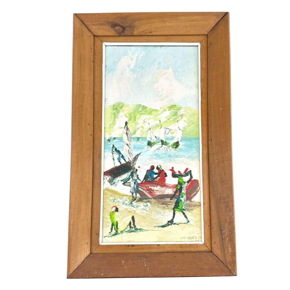 Charles Obas (Haitian, 1927-1968) Coastal Maritime Painting (1 of 5)