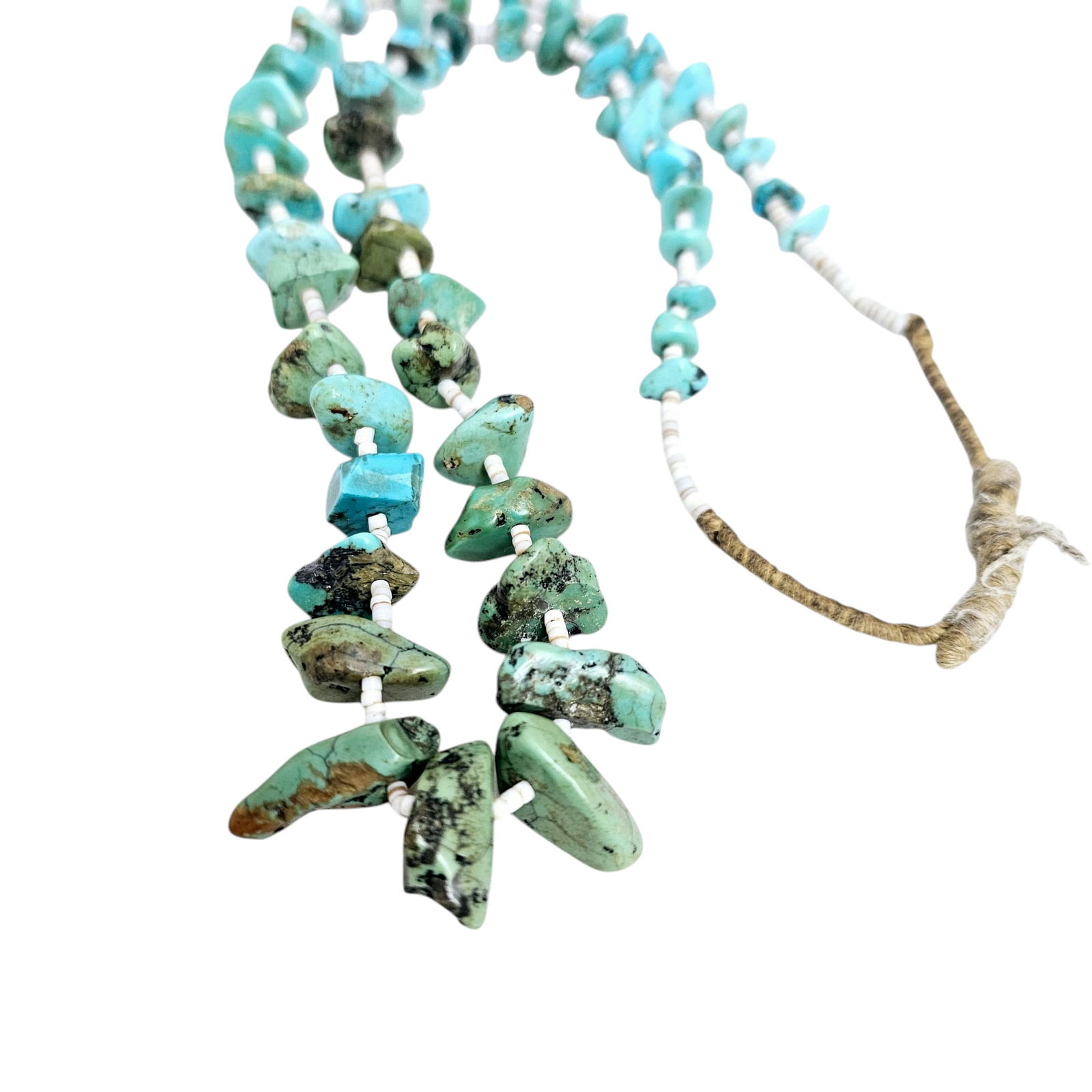 Two Navajo Turquoise, Shell Necklaces - 2
