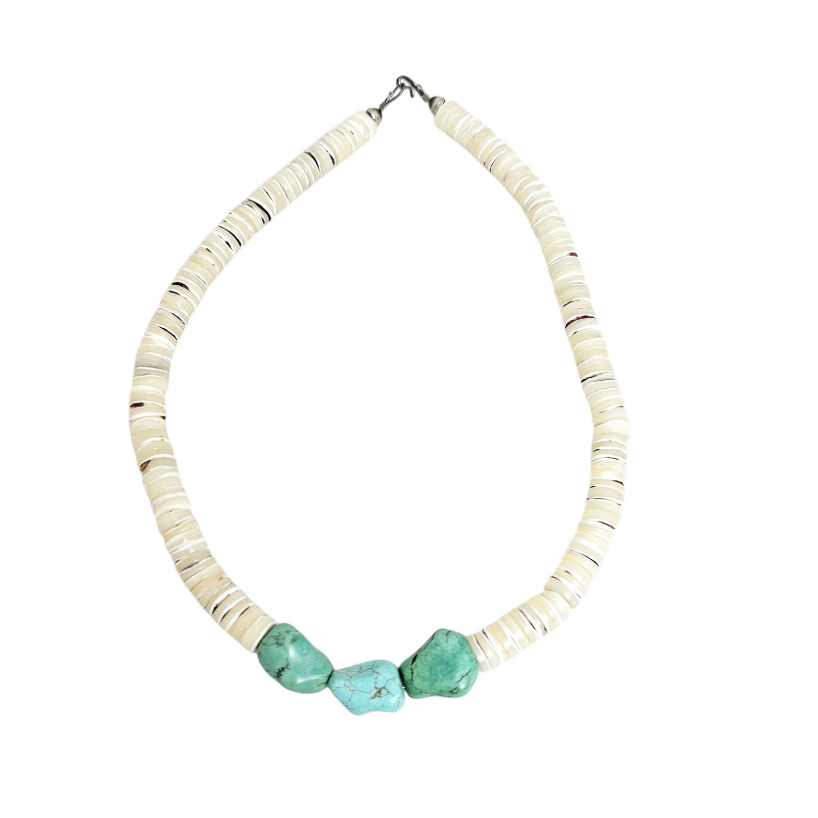 Two Navajo Turquoise, Shell Necklaces - 4