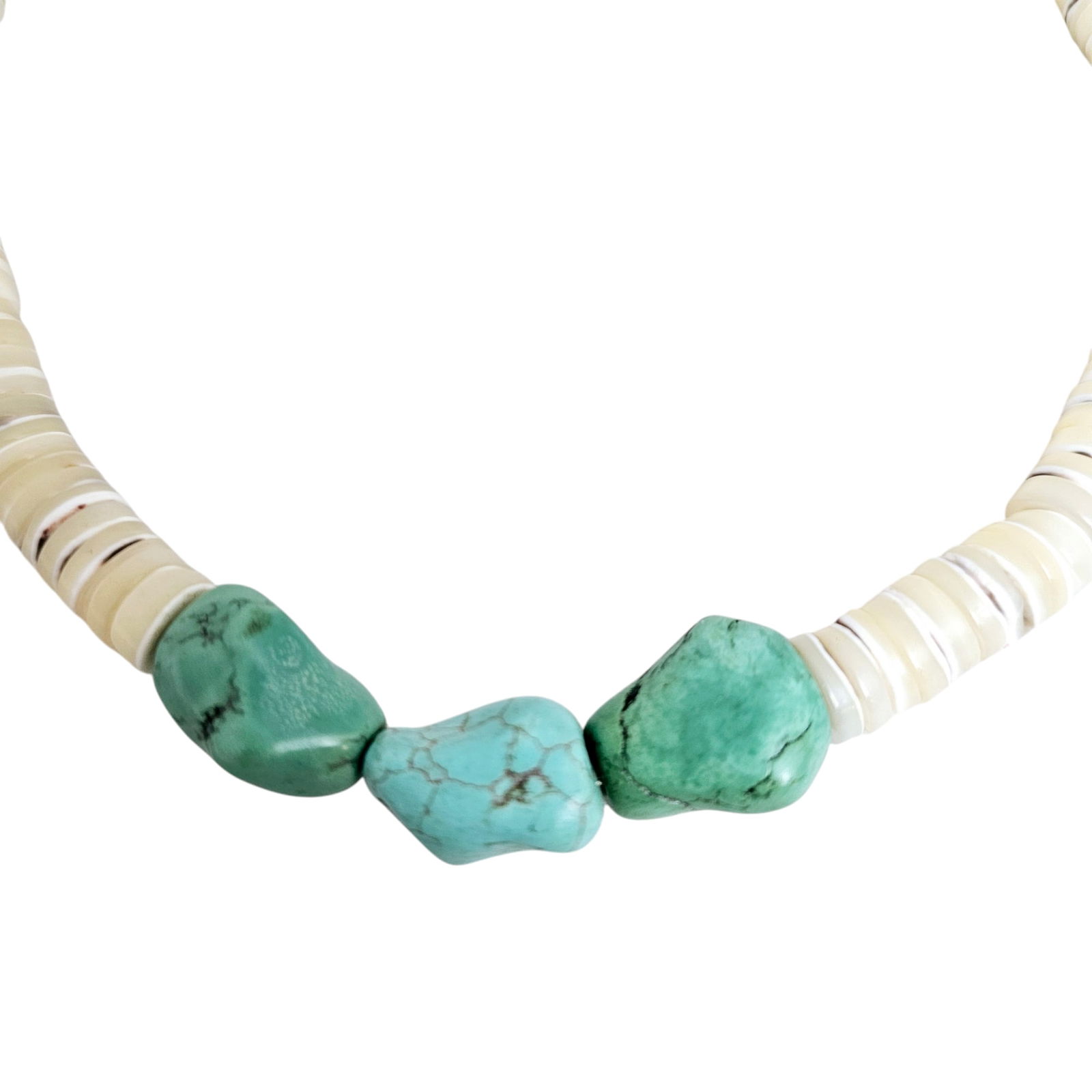 Two Navajo Turquoise, Shell Necklaces - 5