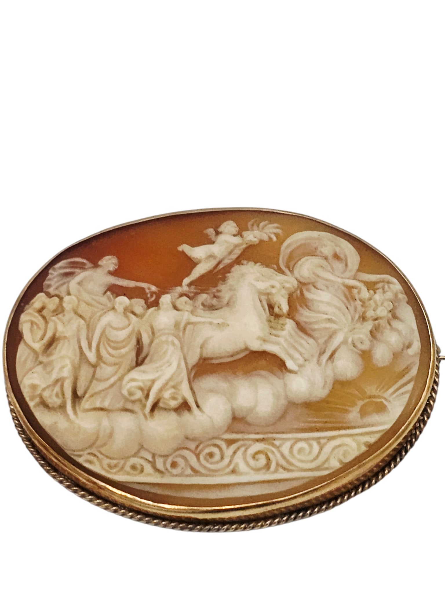 Shell Cameo, 14k Yellow Gold Pin (1 of 4)