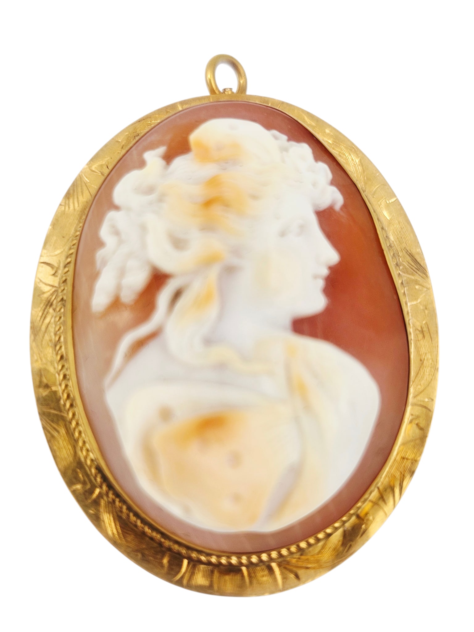 Shell Cameo, 10k Yellow Gold Pin Pendant (1 of 3)