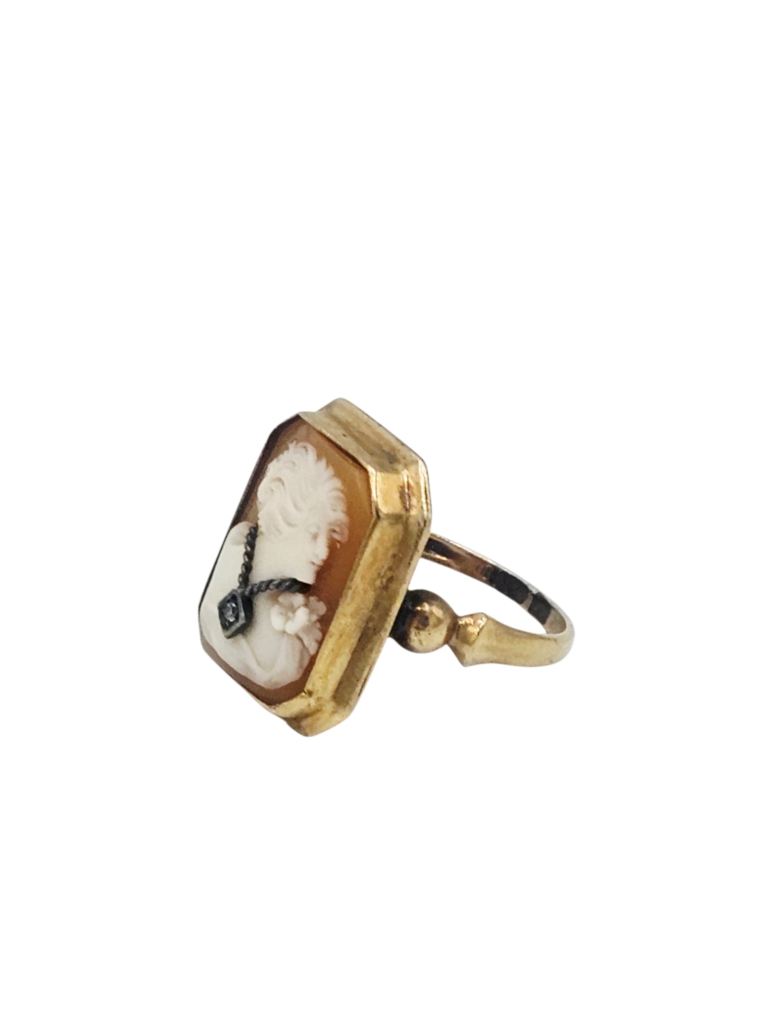 Shell Cameo, Diamond, 10k Ring - 3