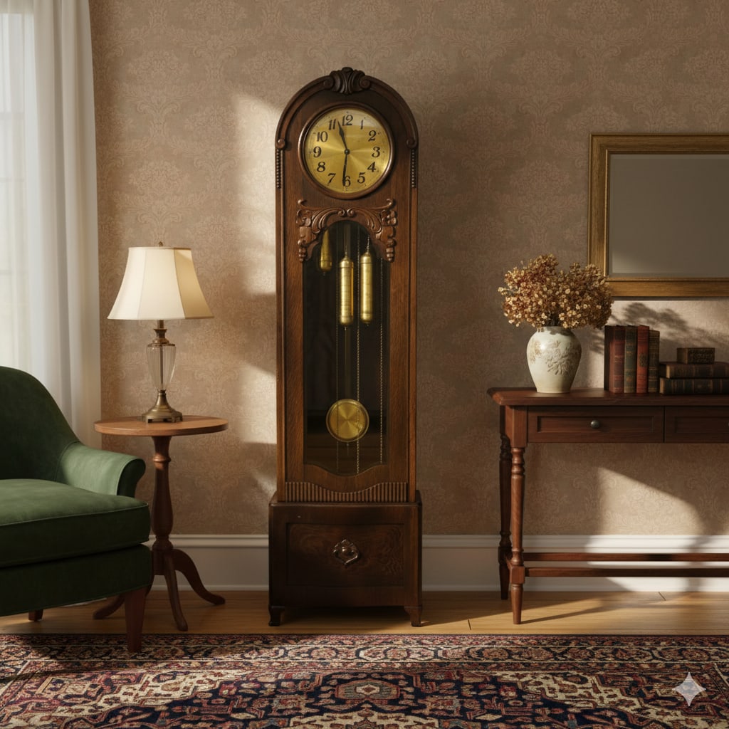 German Oak Tall Case Clock - 5