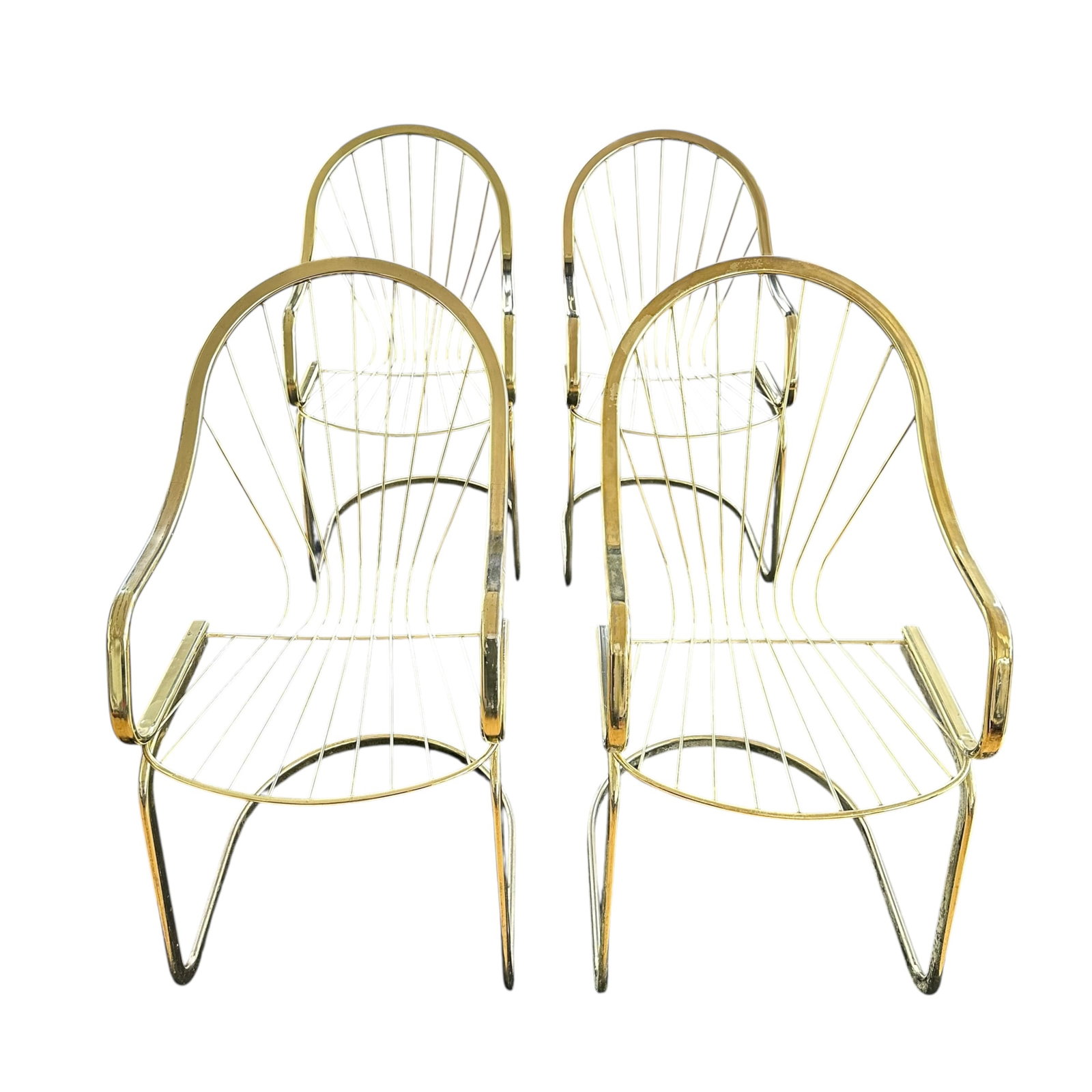 (Lot of) 4 Mid-Century Modern Brass Cantilever Chairs (1 of 6)