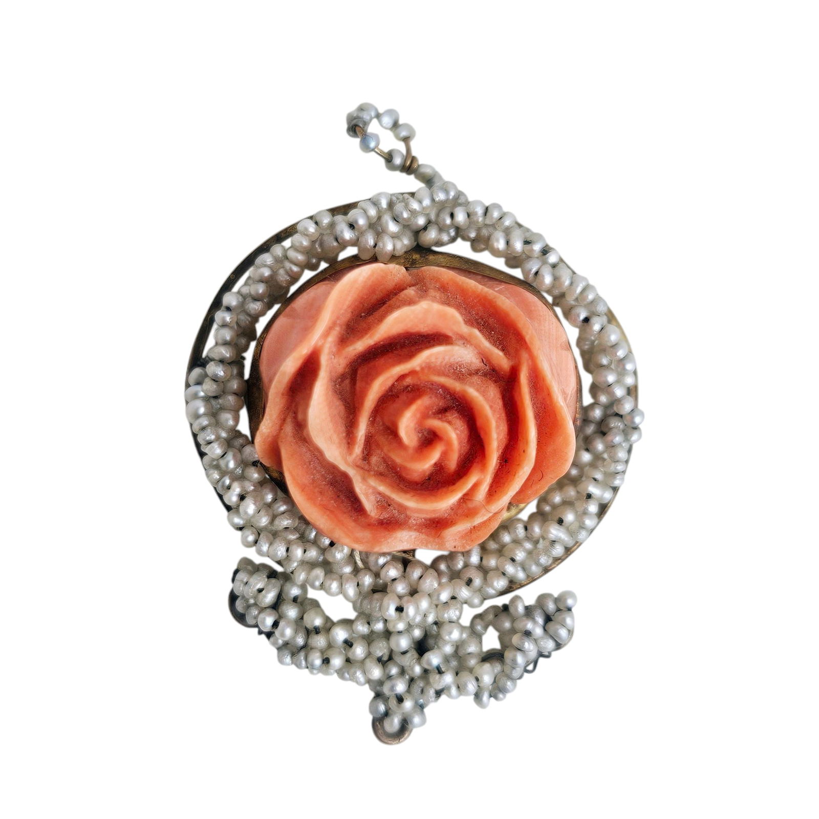 Coral Seed Pearl, 14k Yellow Gold Pendant (1 of 3)