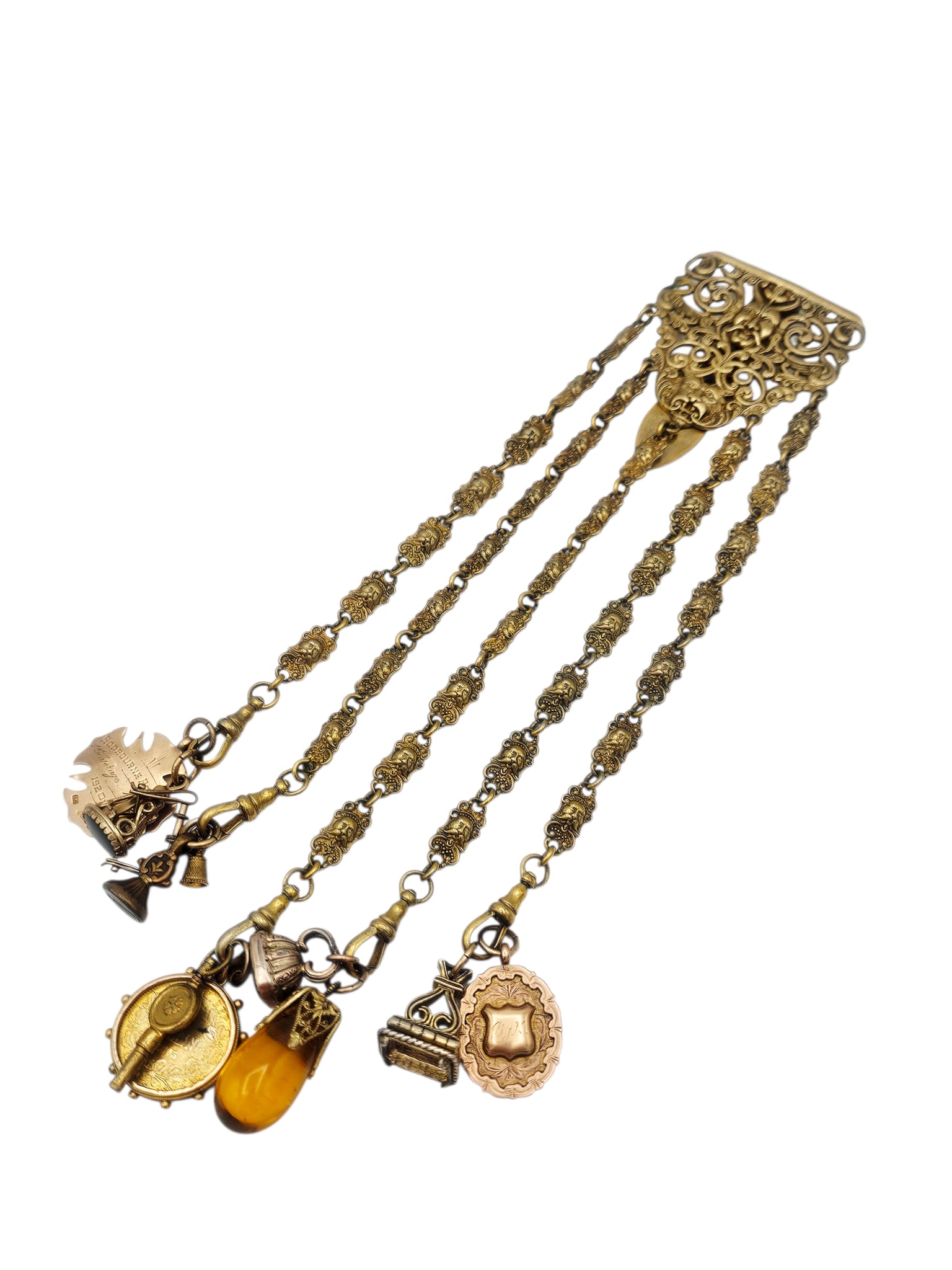 Victorian Gilt Silverplate, 9k Chatelaine (1 of 5)