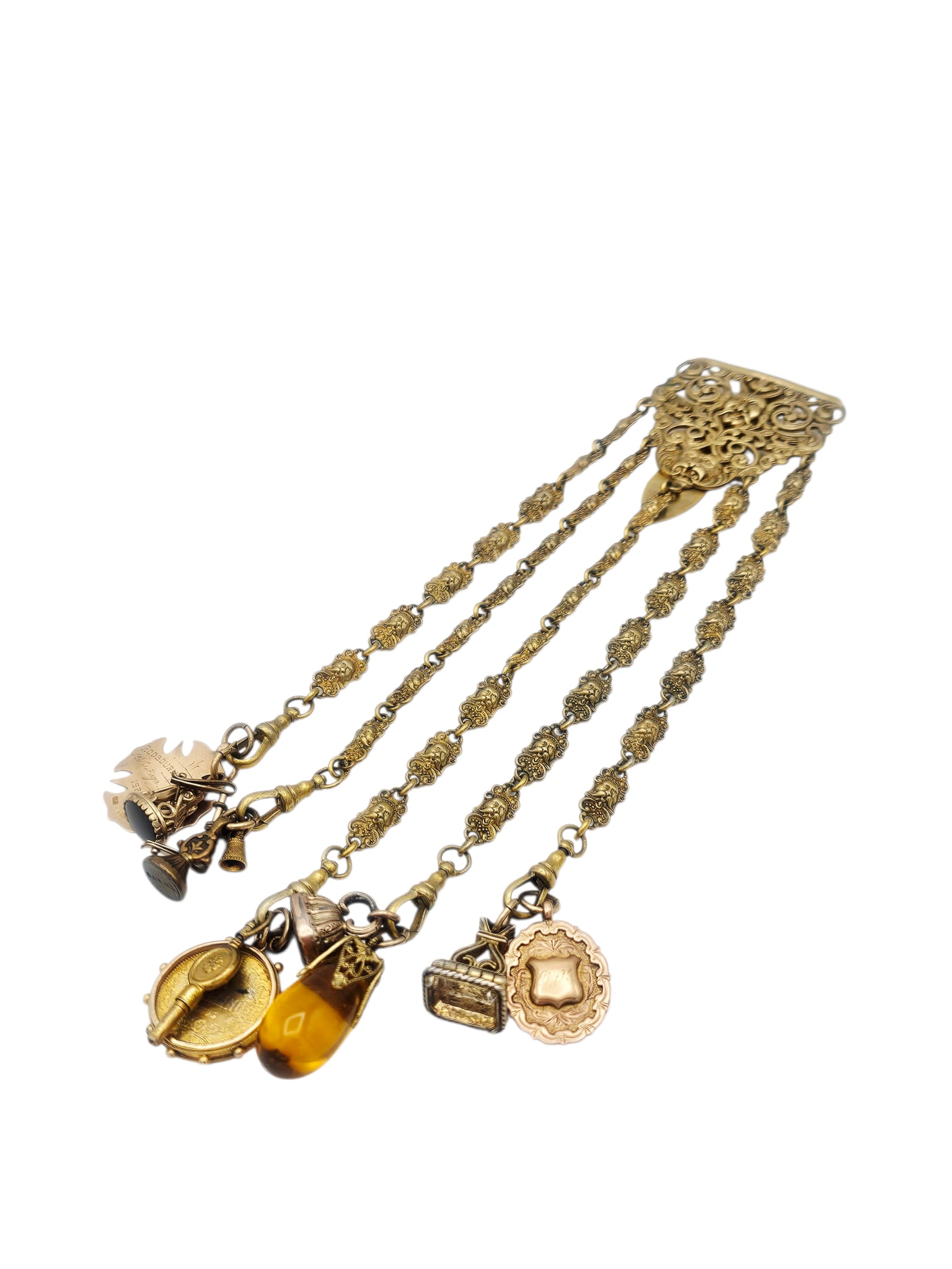 Victorian Gilt Silverplate, 9k Chatelaine - 2