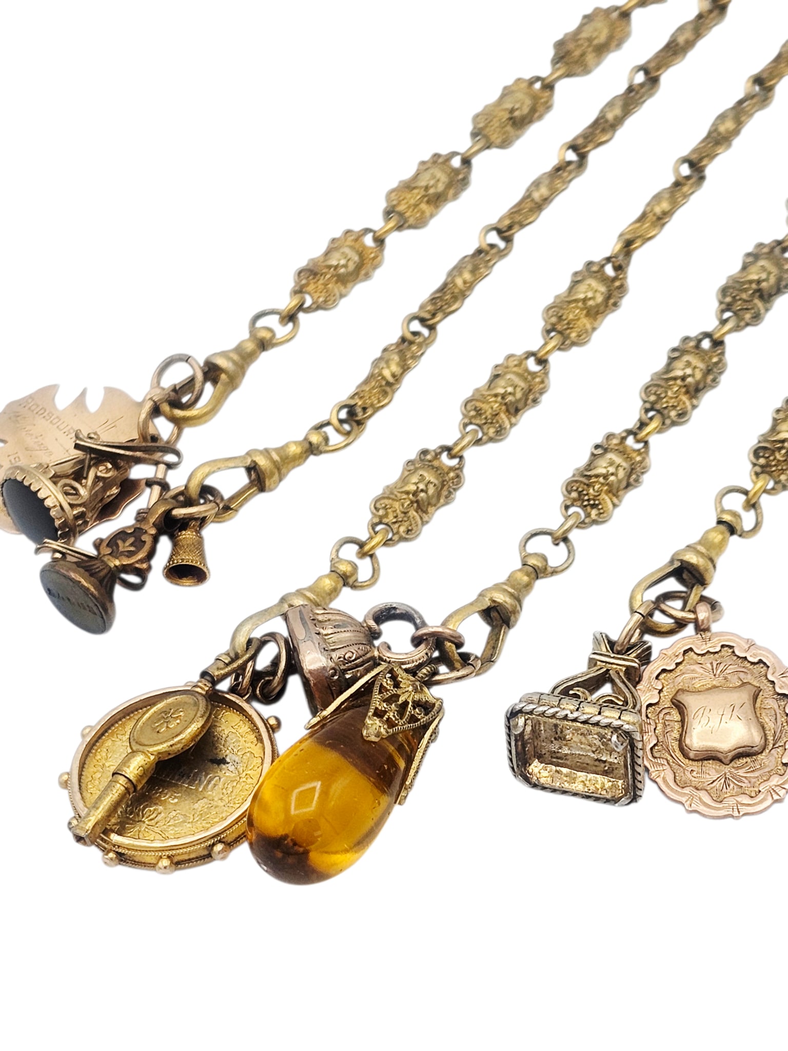 Victorian Gilt Silverplate, 9k Chatelaine - 3