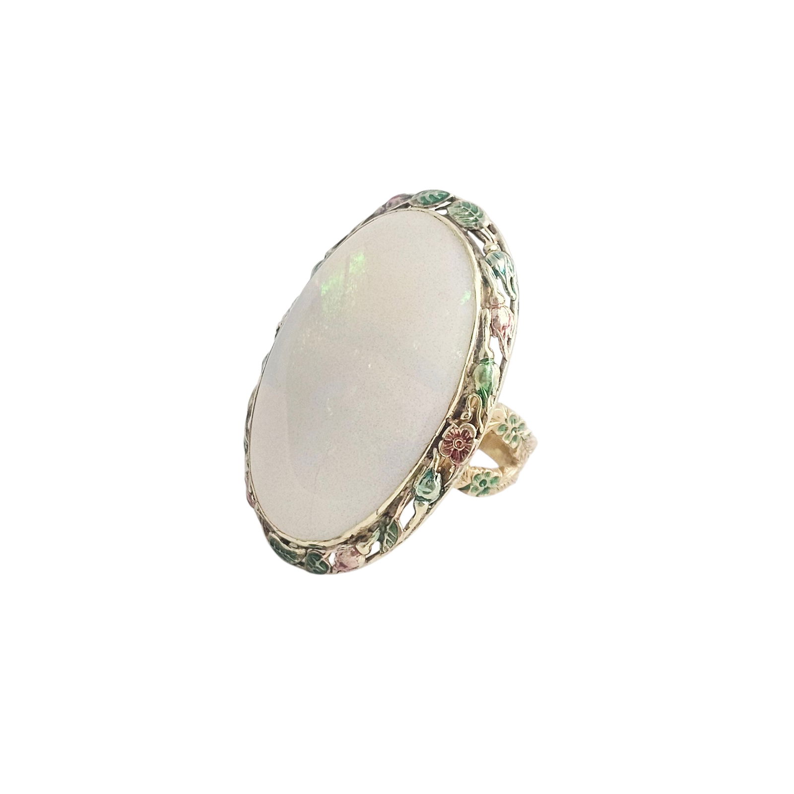 Opal, Enamel, 14k Yellow Gold Ring - 4