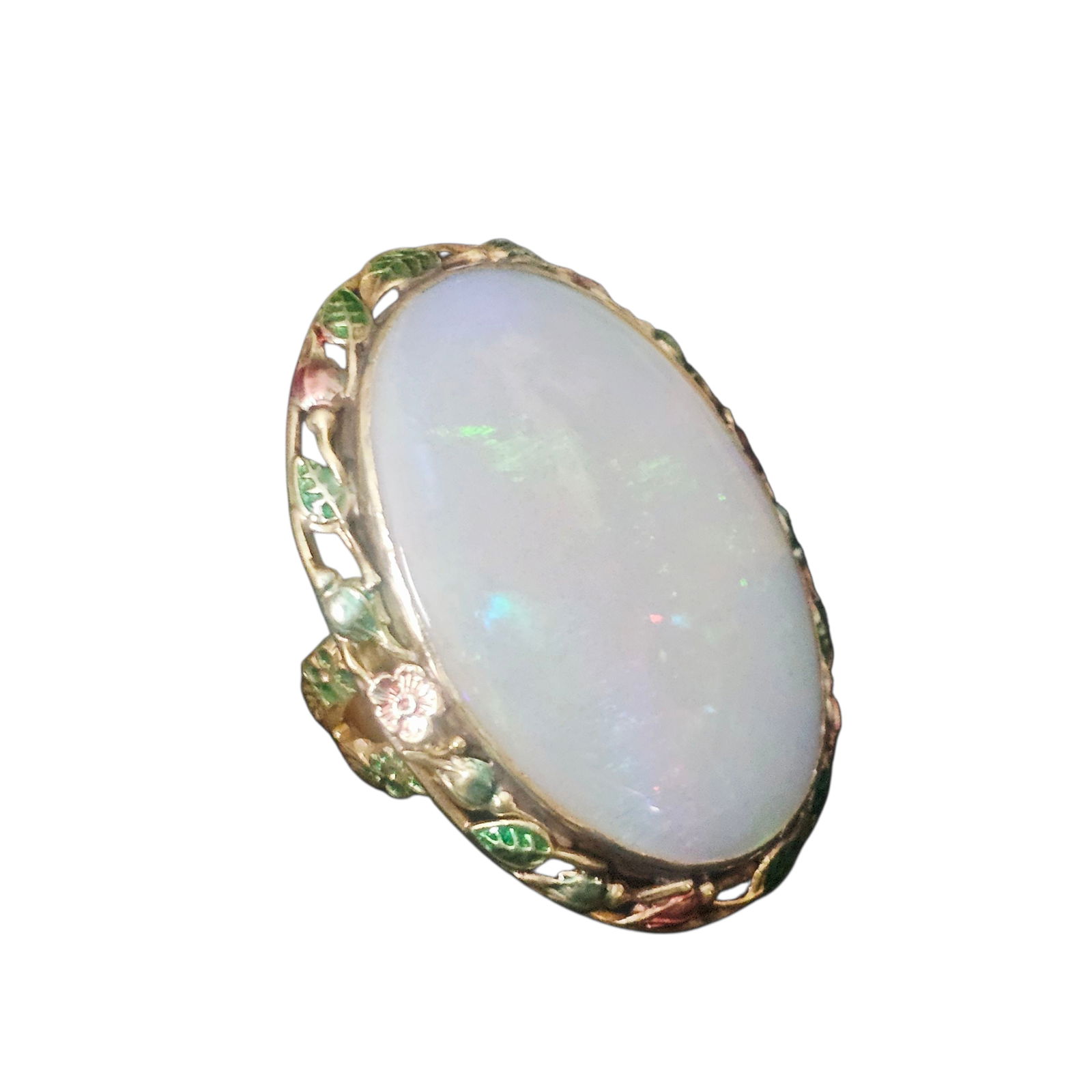 Opal, Enamel, 14k Yellow Gold Ring - 6