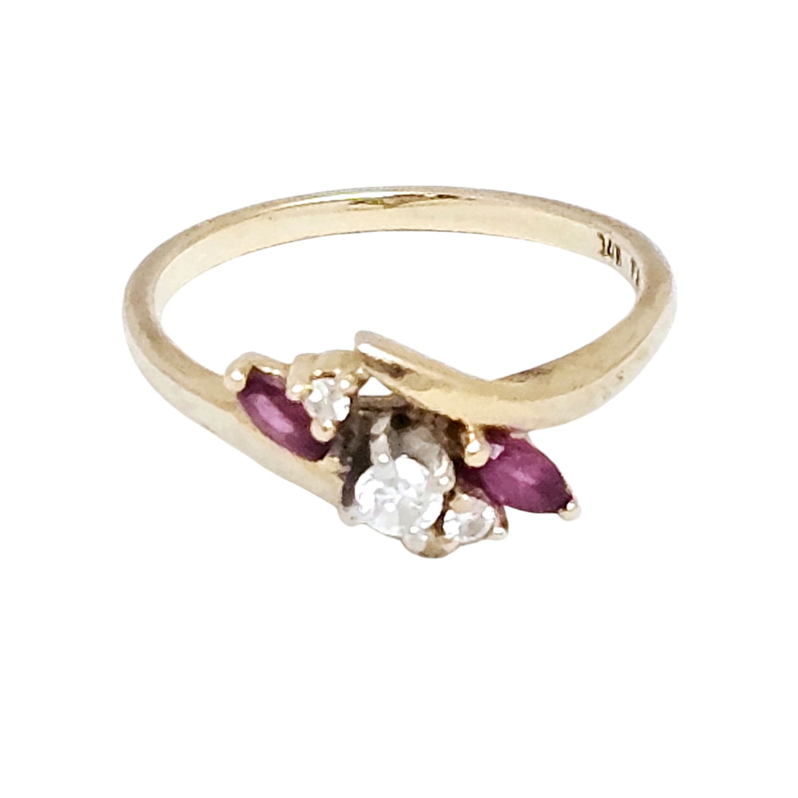 Diamond, Ruby, 14k Yellow Gold Ring - 2