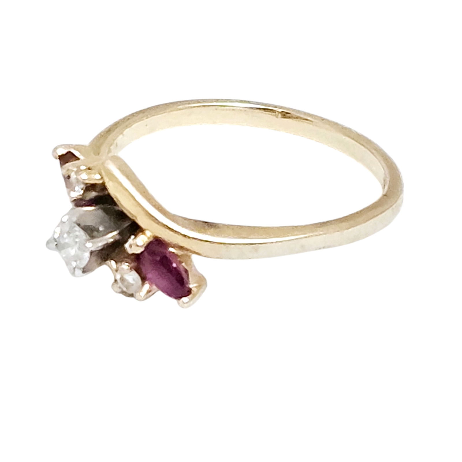 Diamond, Ruby, 14k Yellow Gold Ring - 3