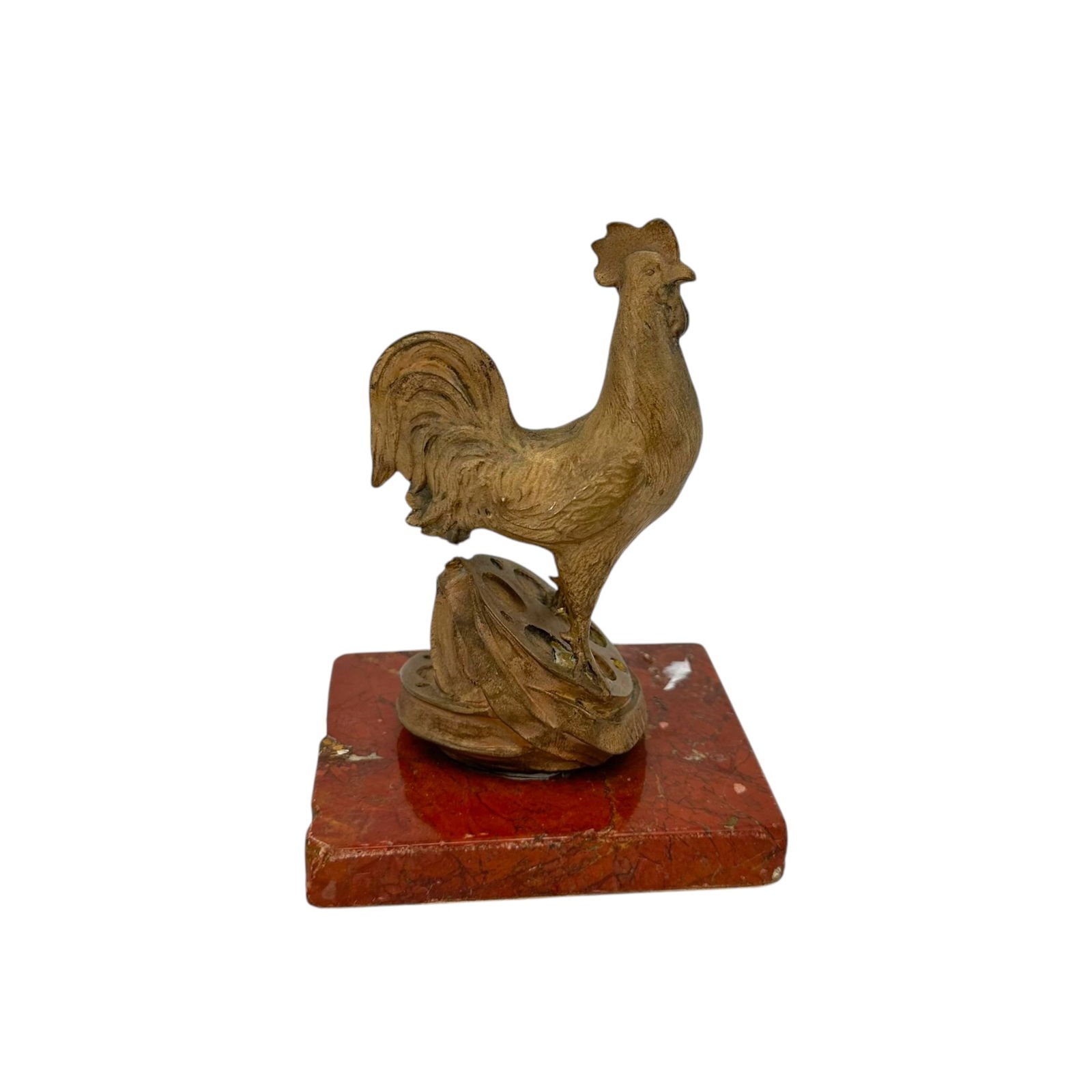 Small Rooster Pathé Frères Metal Statue: A small vintage commemorative of Pathé Frères figure of a rooster, mounted on a small square of stone. Not sure of provenance, or why it was created for referring to this French