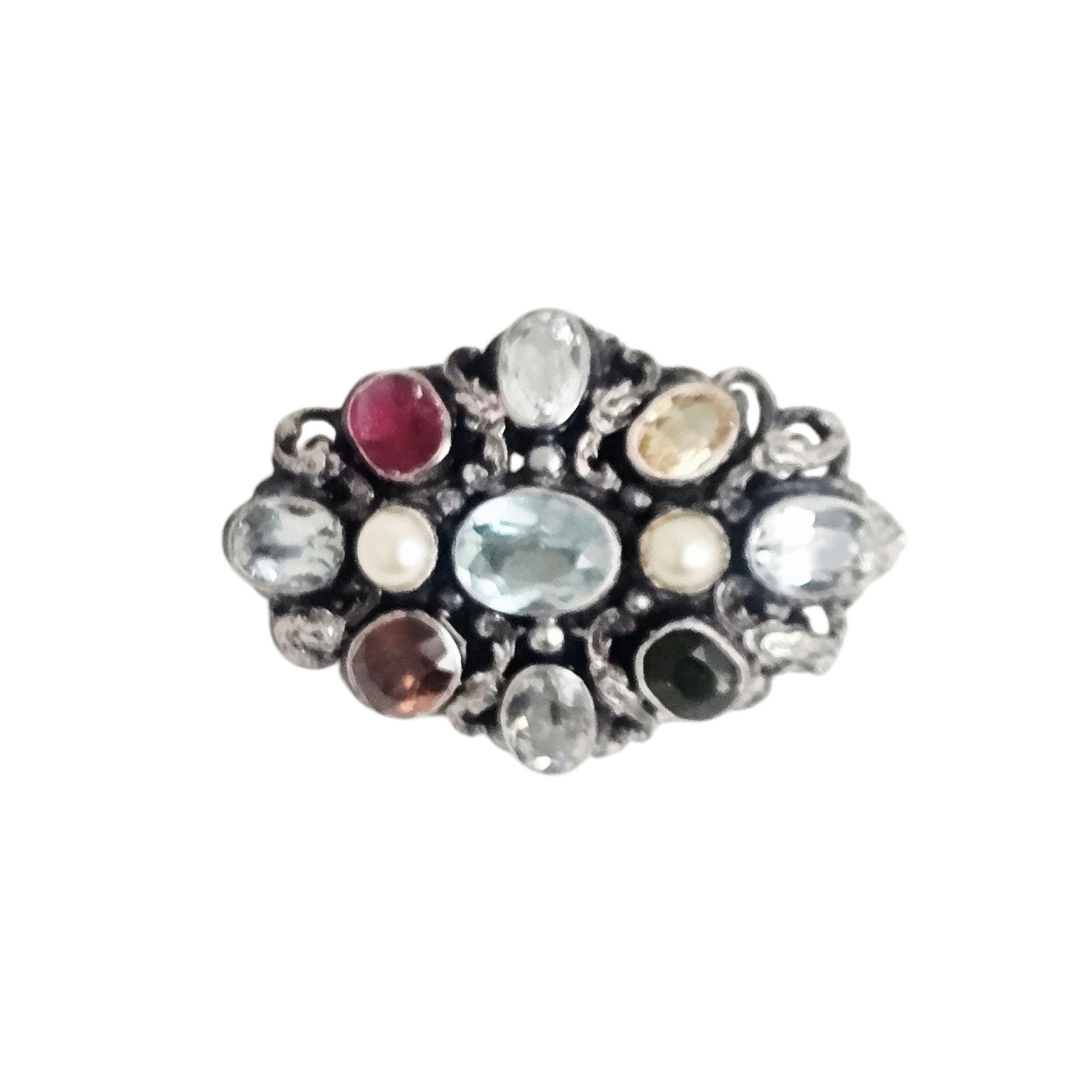 Multi-Stone, Sterling Silver Pin - 2
