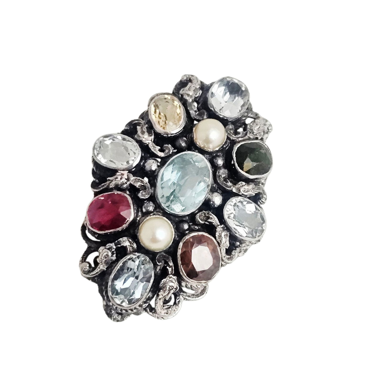 Multi-Stone, Sterling Silver Pin - 3