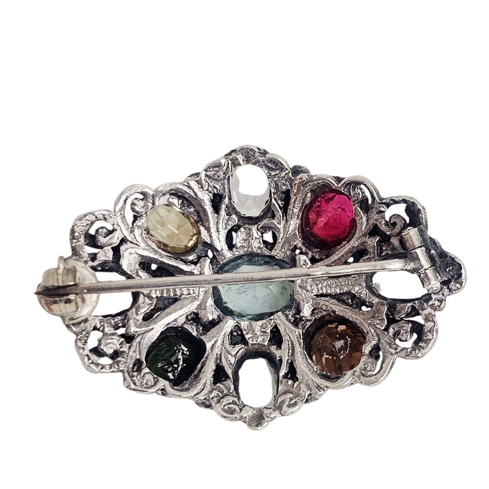 Multi-Stone, Sterling Silver Pin - 5