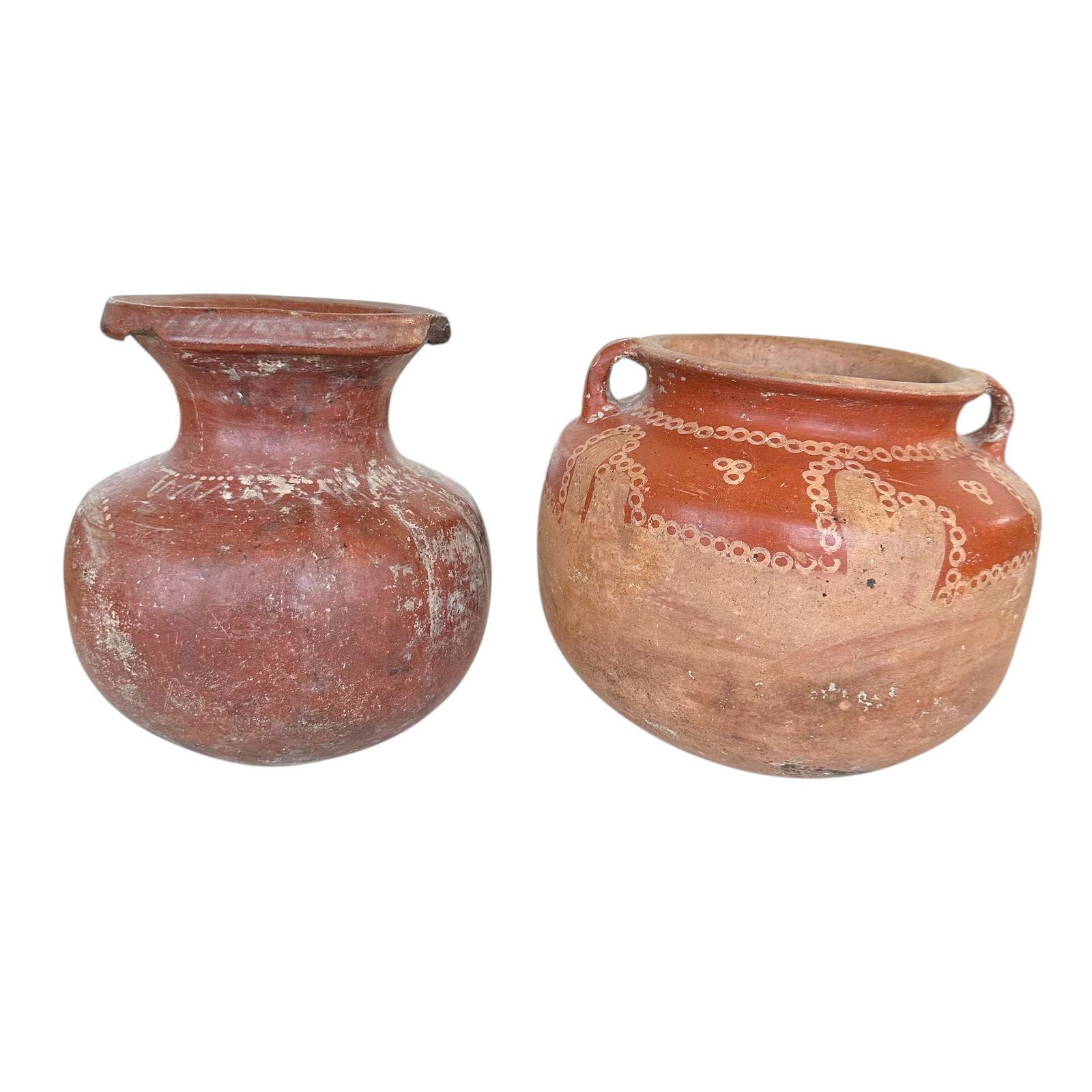 (Lot of) 2 Red Clay Ollas: Pair of red clay ollas or cooking pots.