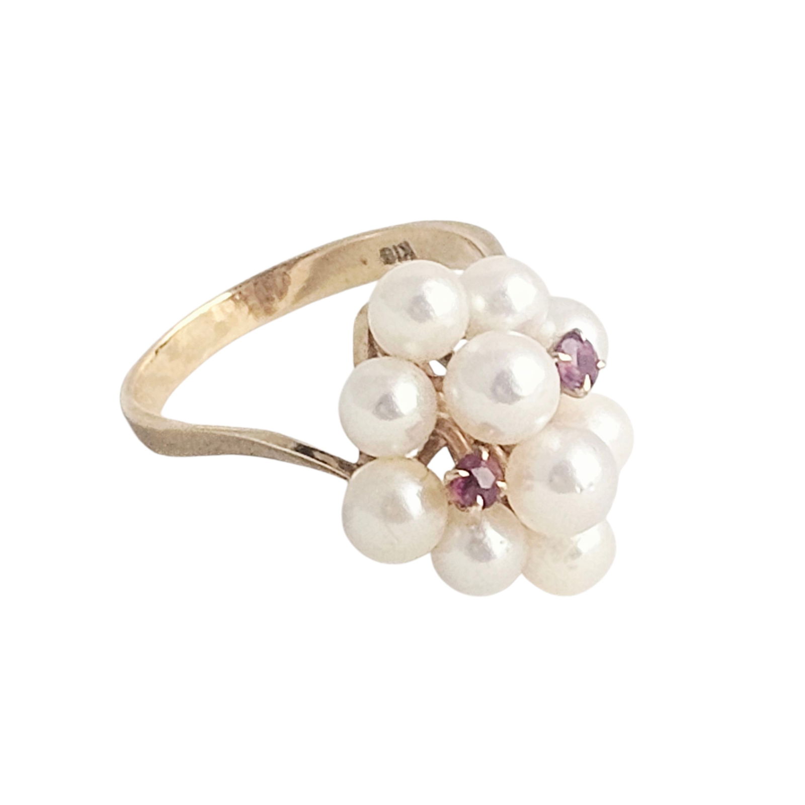 Cultured Pearl, Ruby, 18k Yellow Gold Ring - 2