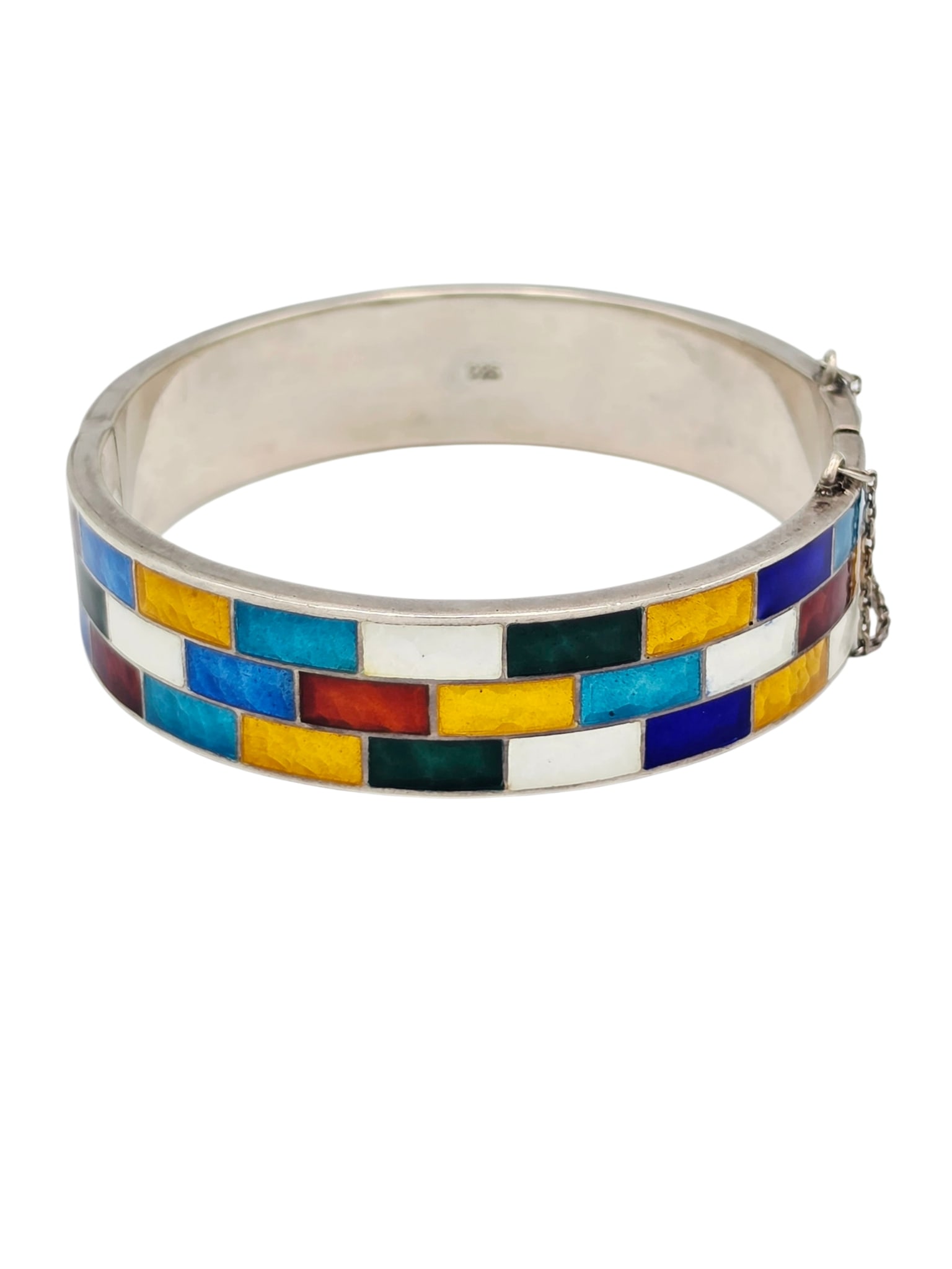 Enamel, Sterling Silver Bangle Bracelet - 2