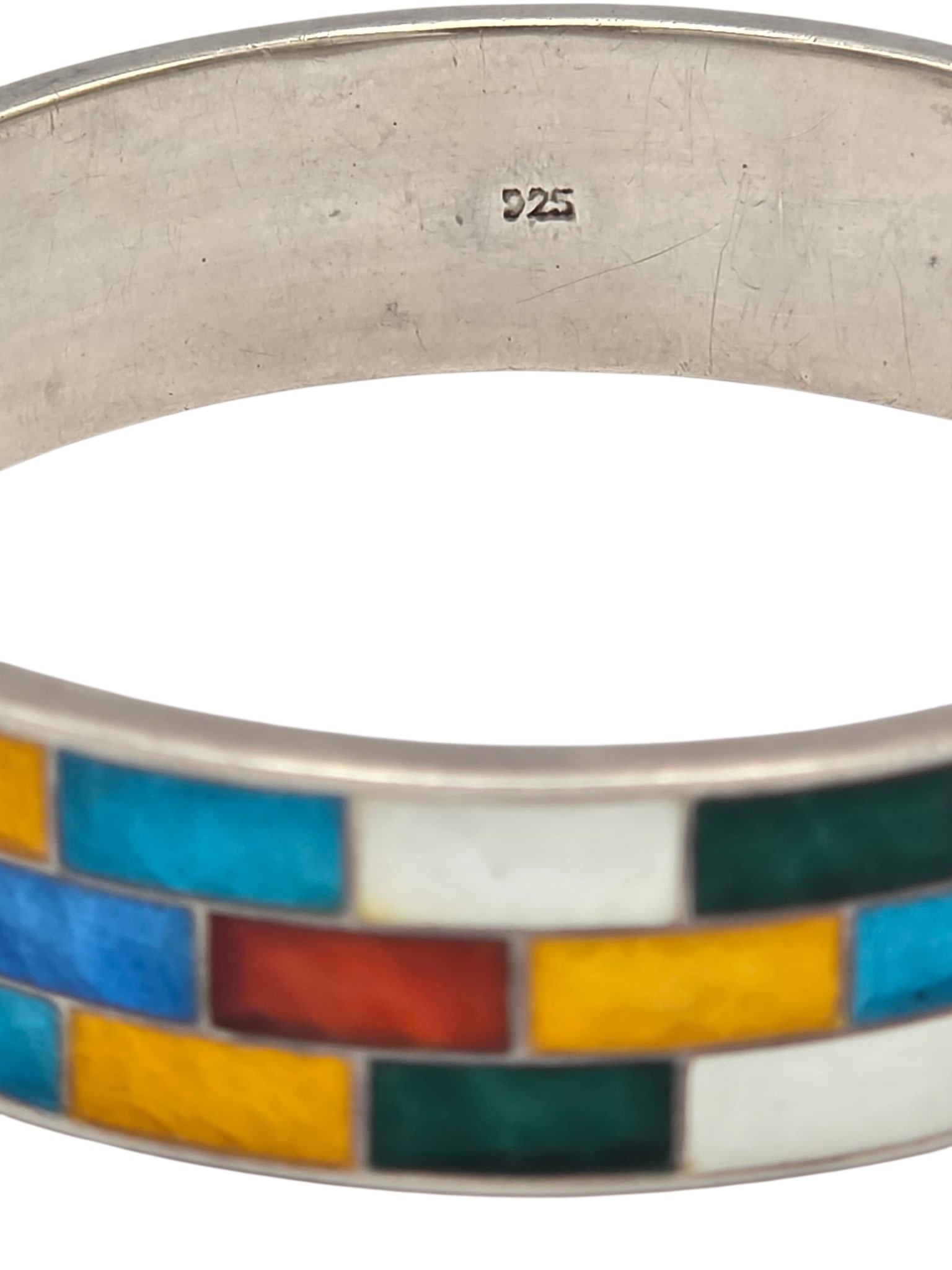 Enamel, Sterling Silver Bangle Bracelet - 3