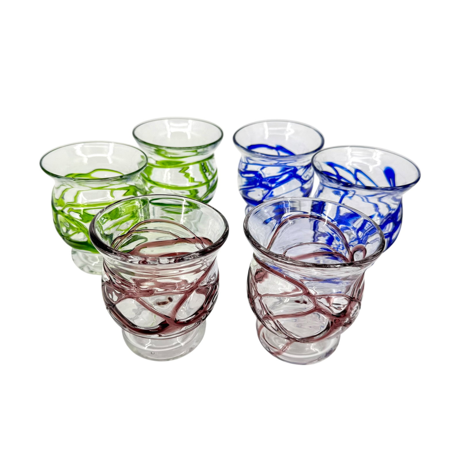 (Lot of) 6 Hand-Blown Murano-Style Art Glass Tumblers (1 of 4)
