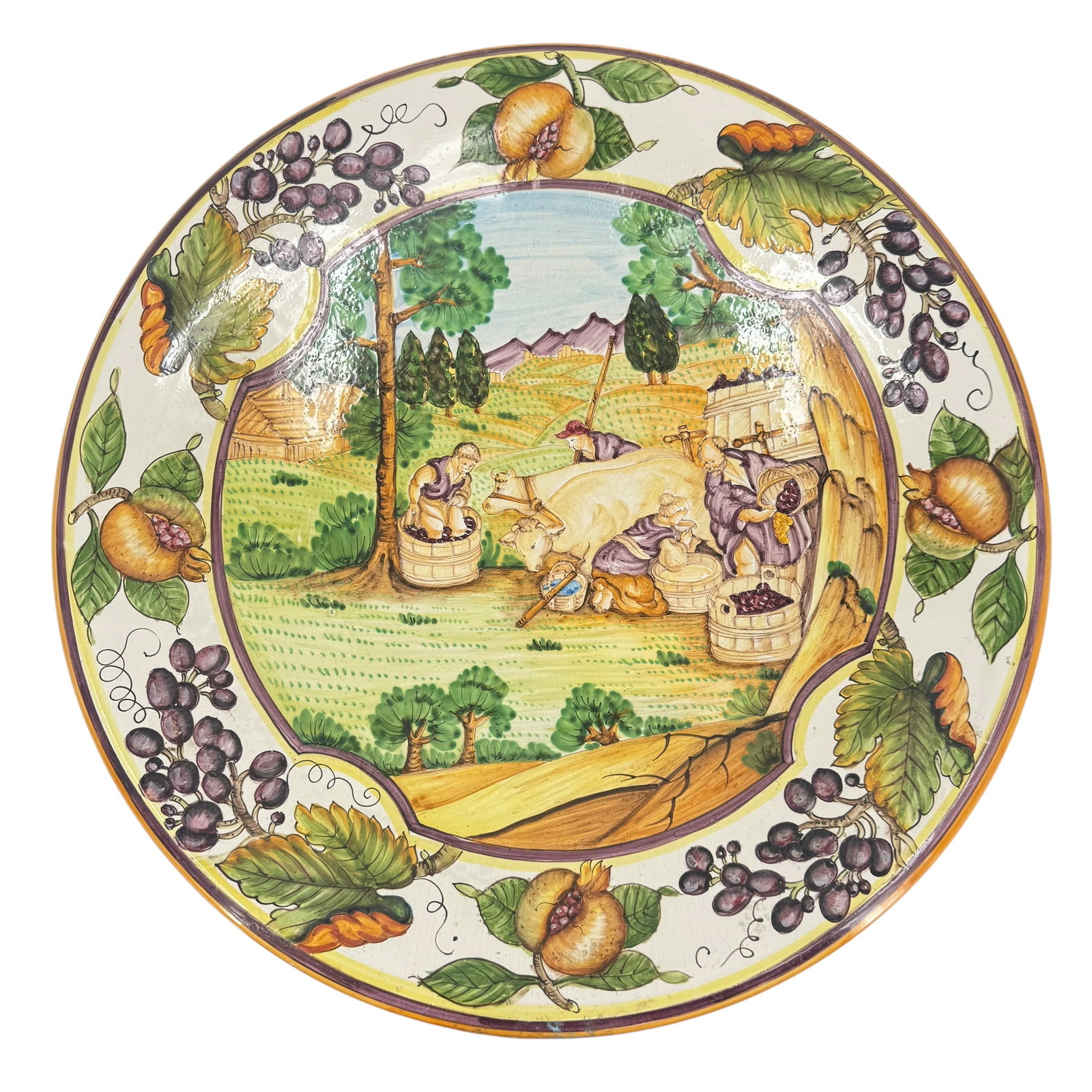 Large Italian Ceramic Majolica Charger for Neiman Marcus: Large Italian ceramic Majolica charger for Neiman Marcus, signed beneath.