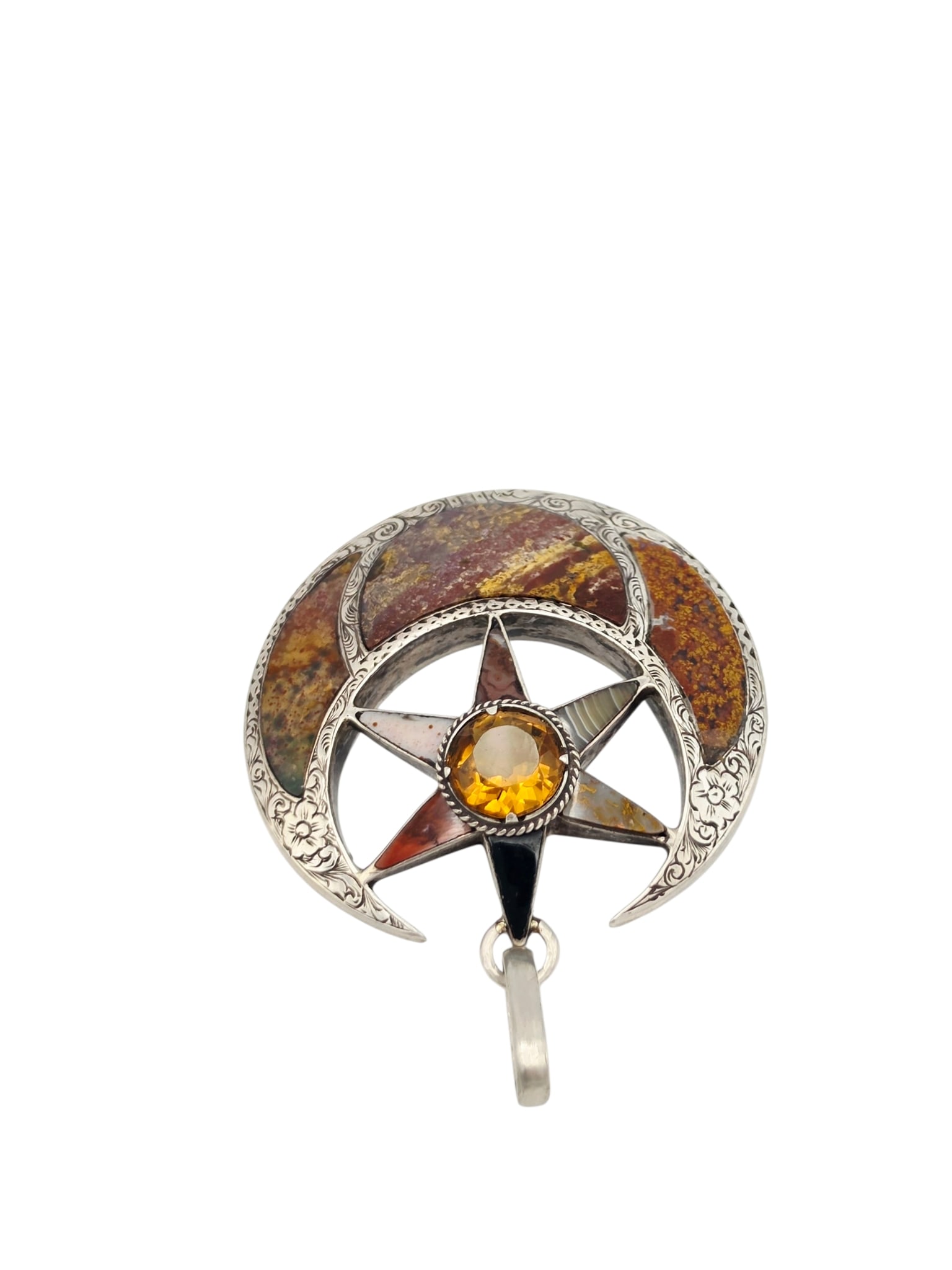 Victorian Scottish Agate Silver Pendant - 3