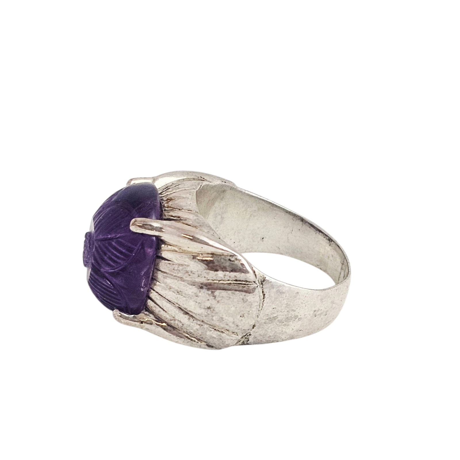 Gent's Amethyst, Sterling Silver Ring - 4