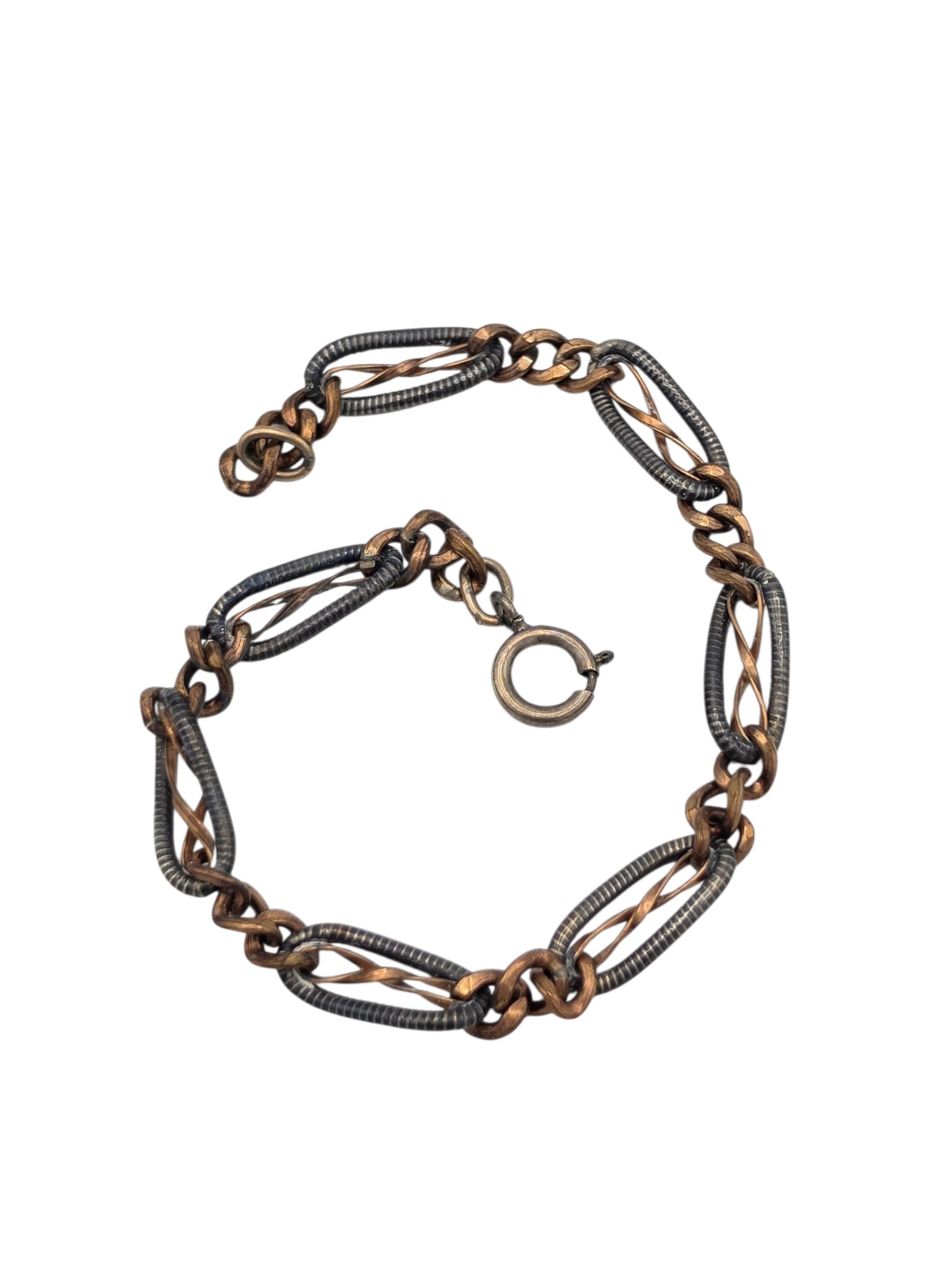Victorian Niello Bracelet: The silver niello fancy links, completed by a spring ring clasp forming a 7 3/4 inch bracelet. Gross weight: 9.5 grams.