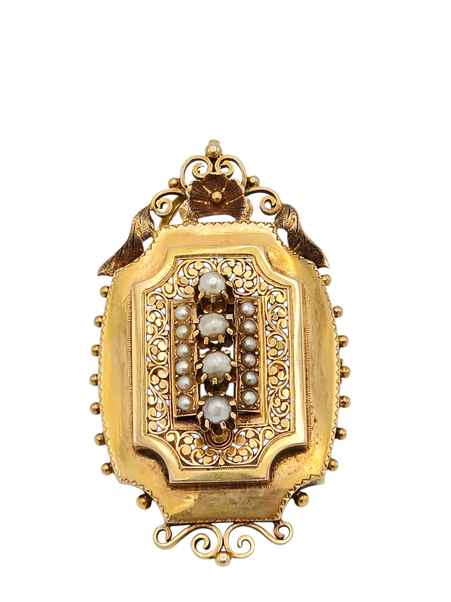 Victorian Split Pearl, 14k Pin - 3