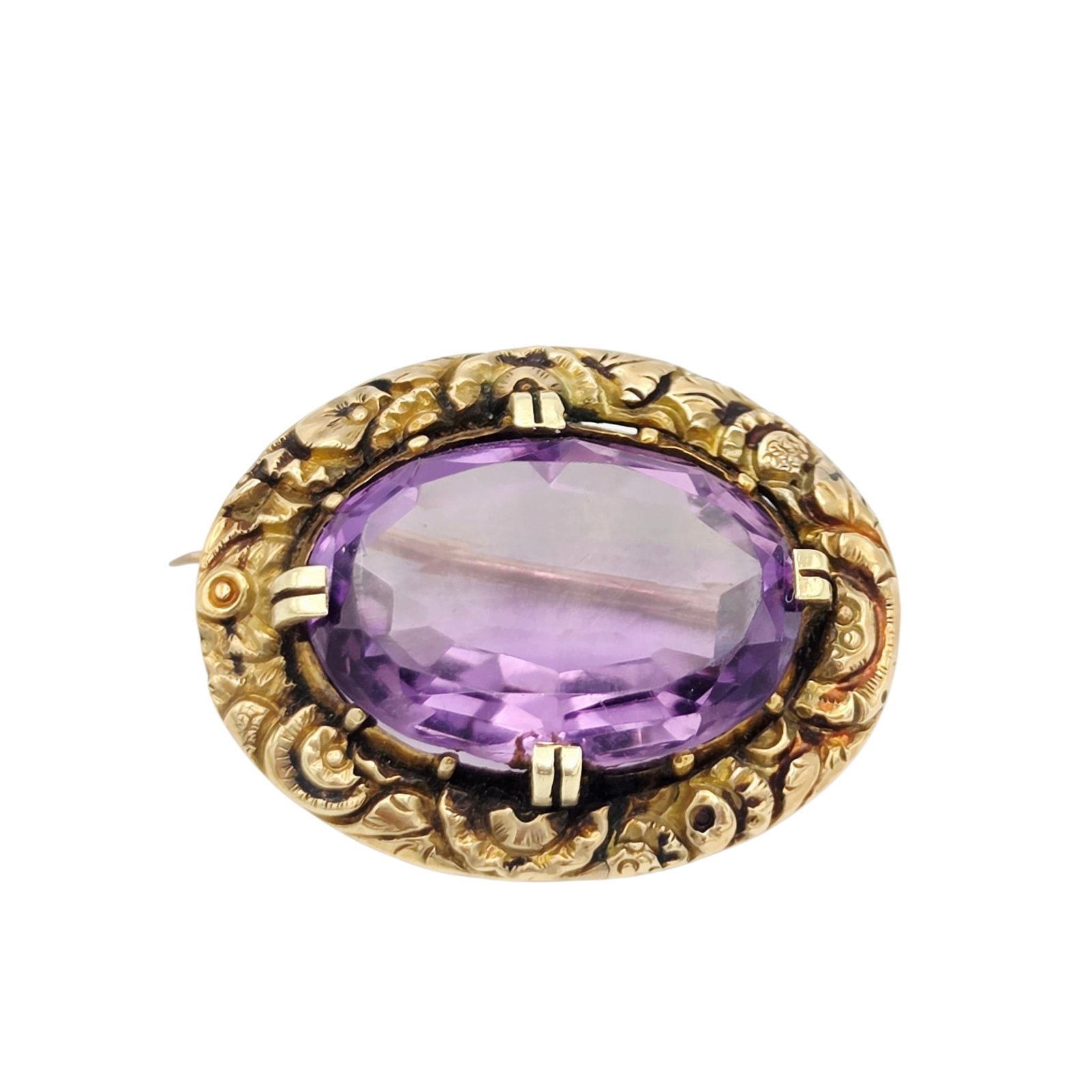 Antique Amethyst, 14k Yellow Gold Pin (1 of 4)