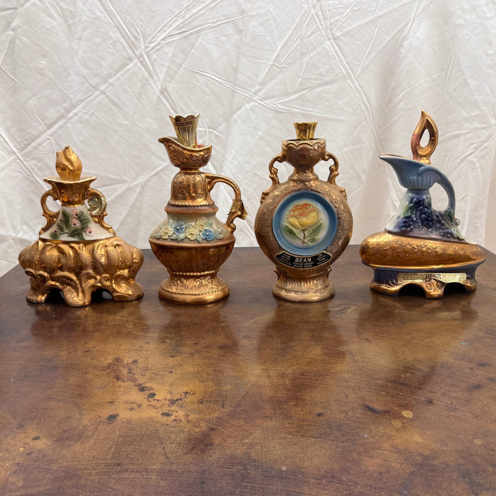 (Lot of) 4 Jim Beam Gilt and Floral Decanters (1 of 9)