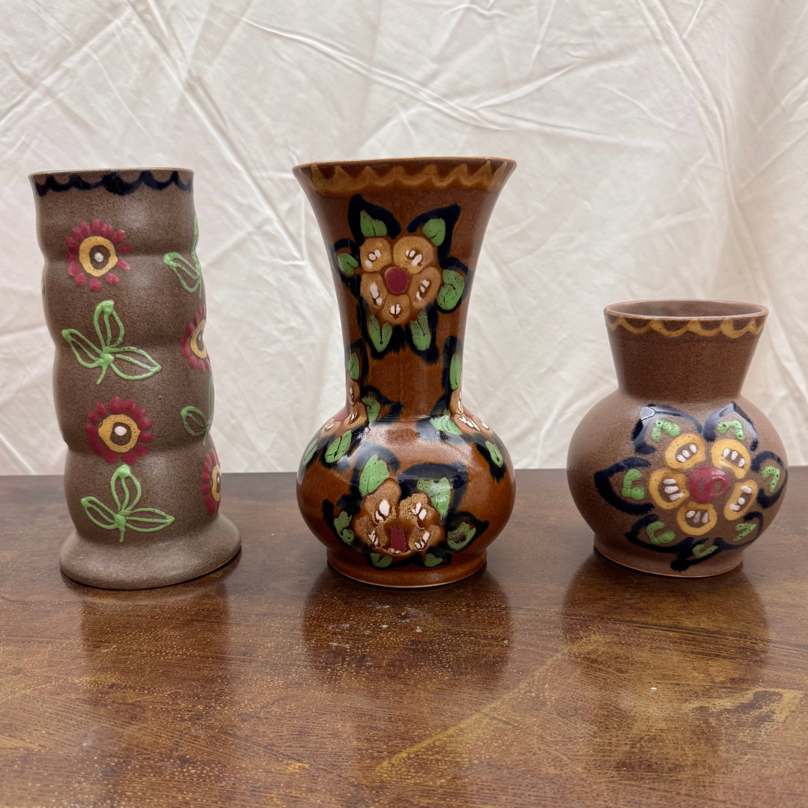 (Lot of) Three Vintage German Folk Art Ceramic Vases (1 of 8)